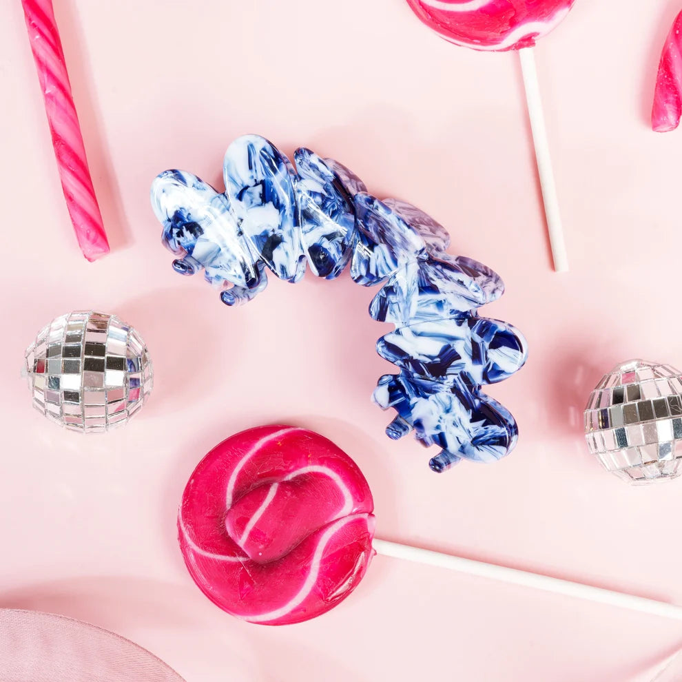 Louisa clip gevlekt wit blauw
